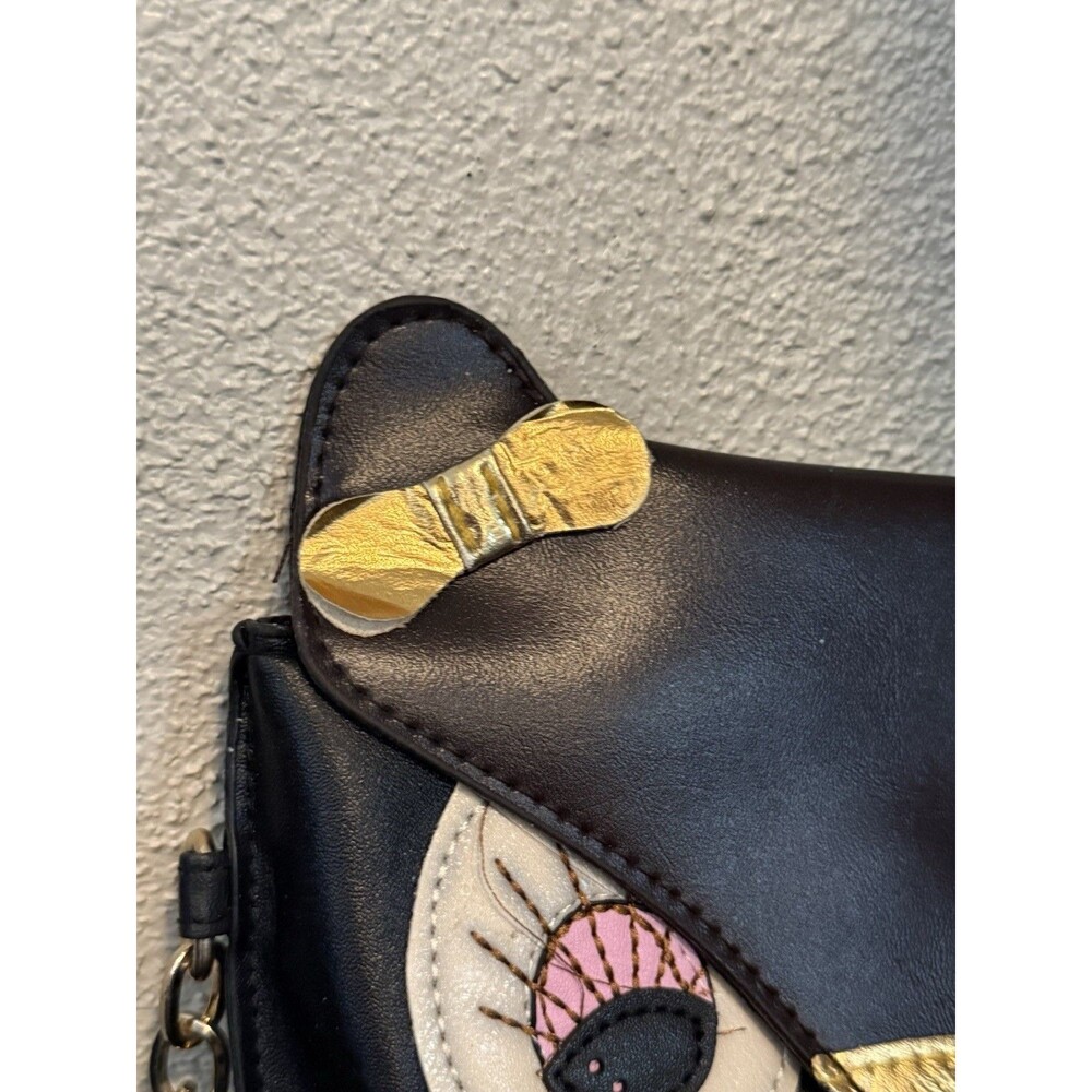 Cute Owl Purse Handbag Crossbody Black Embellished Adjustable Strap 8"x7" - Picture 7 of 10